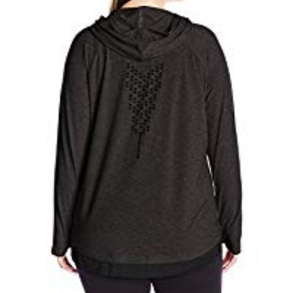Nanette Lepore Play Women's Plus 1X 2X Laser Cut Hoodie Hooded Active Top Black - Picture 5 of 10